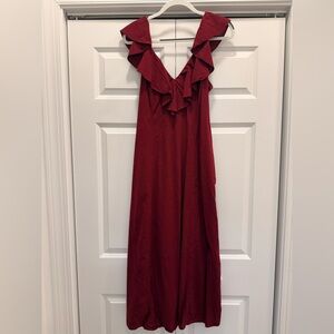 Universal Thread Burgundy Ruffle Maxi Dress